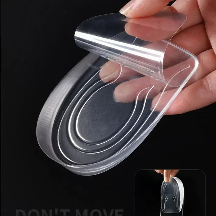 2PCS Invisible Height Increase Insoles Silicone Gel Heel Lifting Inserts Transparent Foot Care Protector Elastic Shoe Insert 3CM 240615