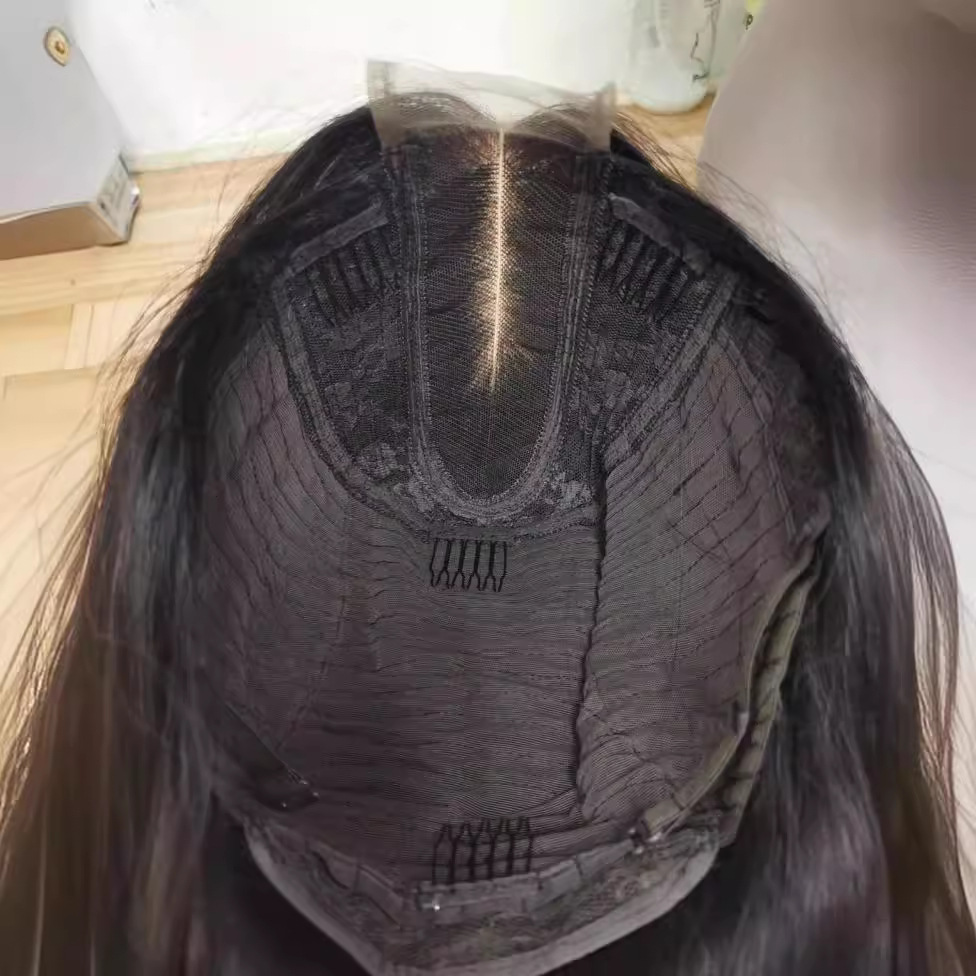 Wholesale 100% hair 2*6 kim k bone straight short double drawn BOB human hai wig black