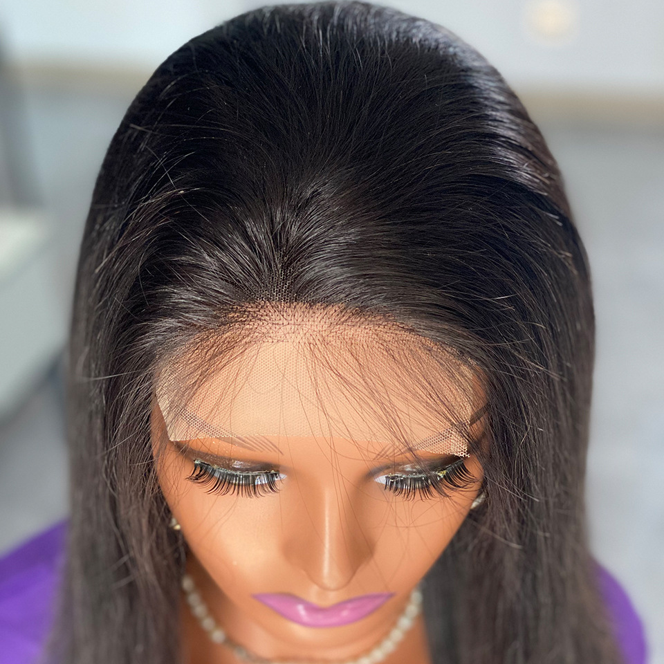 150% Density 4X4 Straight Lace Closure Wigs Human Hair Black Lace Front Wigs Straight Hair Natural Color Pre Plucked With Baby Hair Women Long Hair Wi