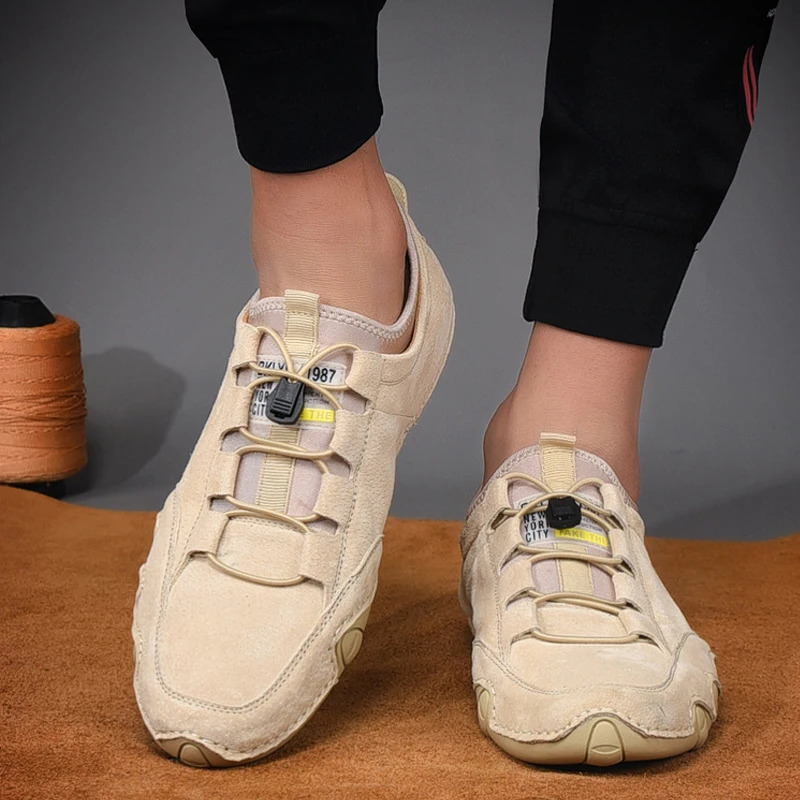 High Quality Men Shoes Set Foot Casual Slip on Men Loafers Men Flats Moccasins Shoes Plus Size Handmade Elastic Grain Shoes 240615
