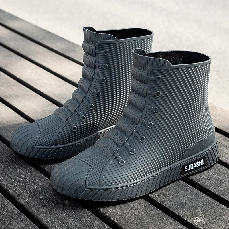 Unisex Rubber Rain Boot Ankle Waterproof Non-Slip Chelsea Booties Couples Boots Men Work Boots Male Chaussure Femme Mujer 240615
