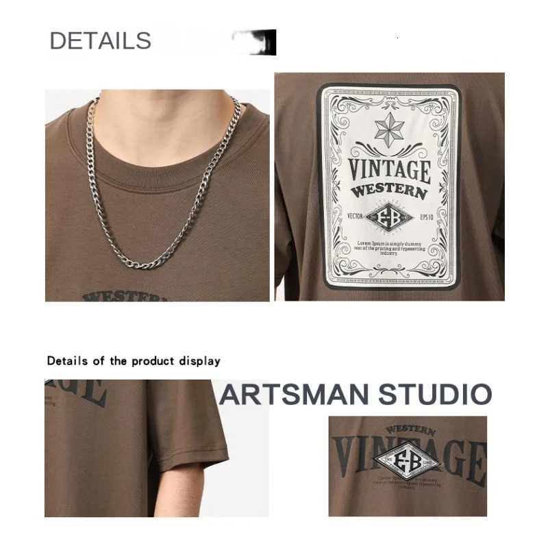 Street highend American Korean loose cotton mens Tshirt combed washed printed casual round neck short sleeve 240601