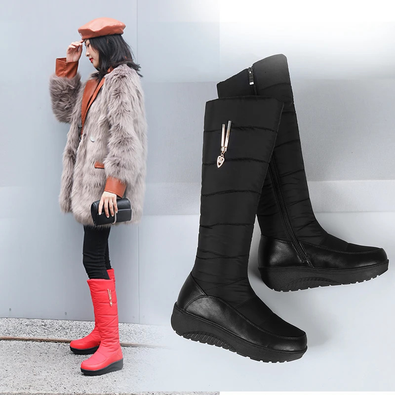 Winter Warm Down Snow Boots Women Shoes Russian Korea Style Waterproof Platform Wedges Mid Calf Boots Female Plush 240615