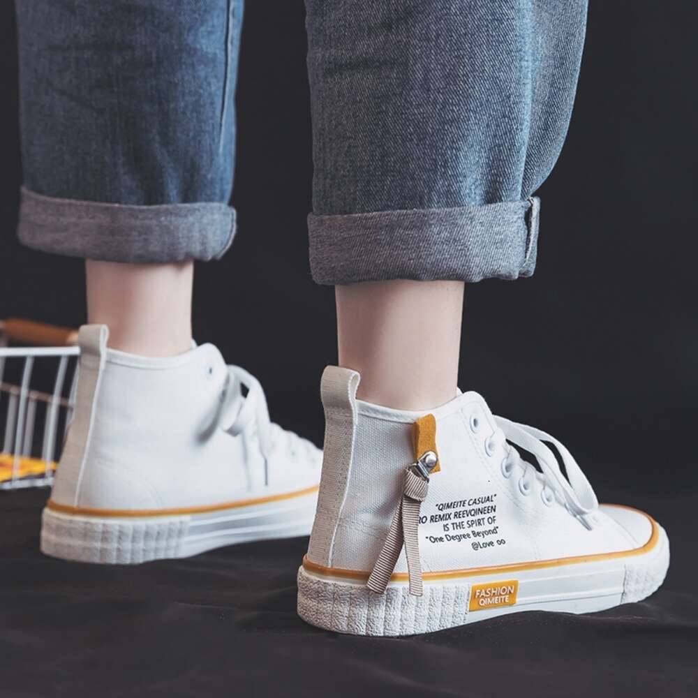 2024 New High Top Women's Canvas Shoes Comfortable Fashionable Casual Platform with Lacing Breathable and Hot Selling