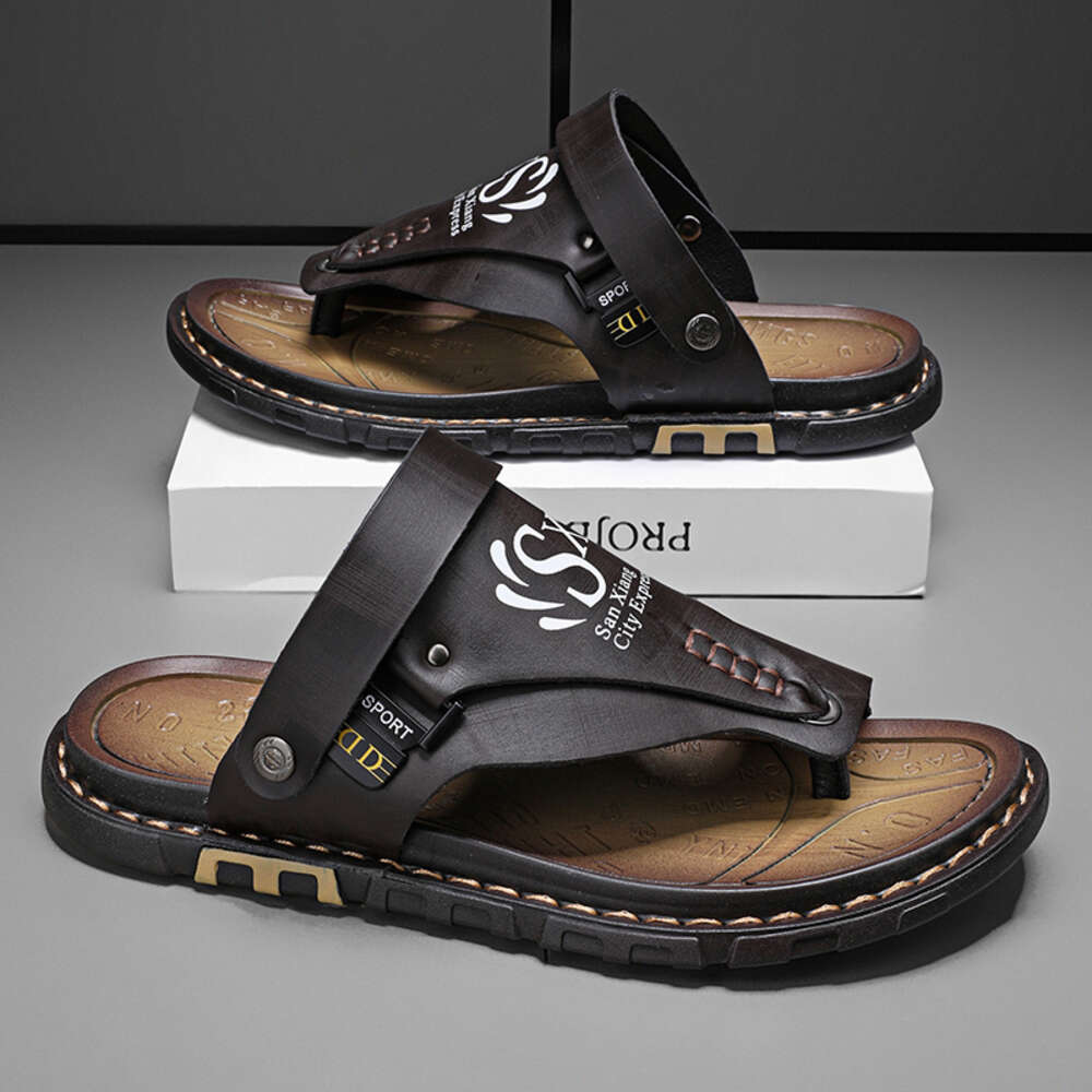 CYYTL Mens Slippers Summer Casual Shoes Beach Sandals Outdoor Slides Walking Comfort Leather Designer Fashion Flip-Flops
