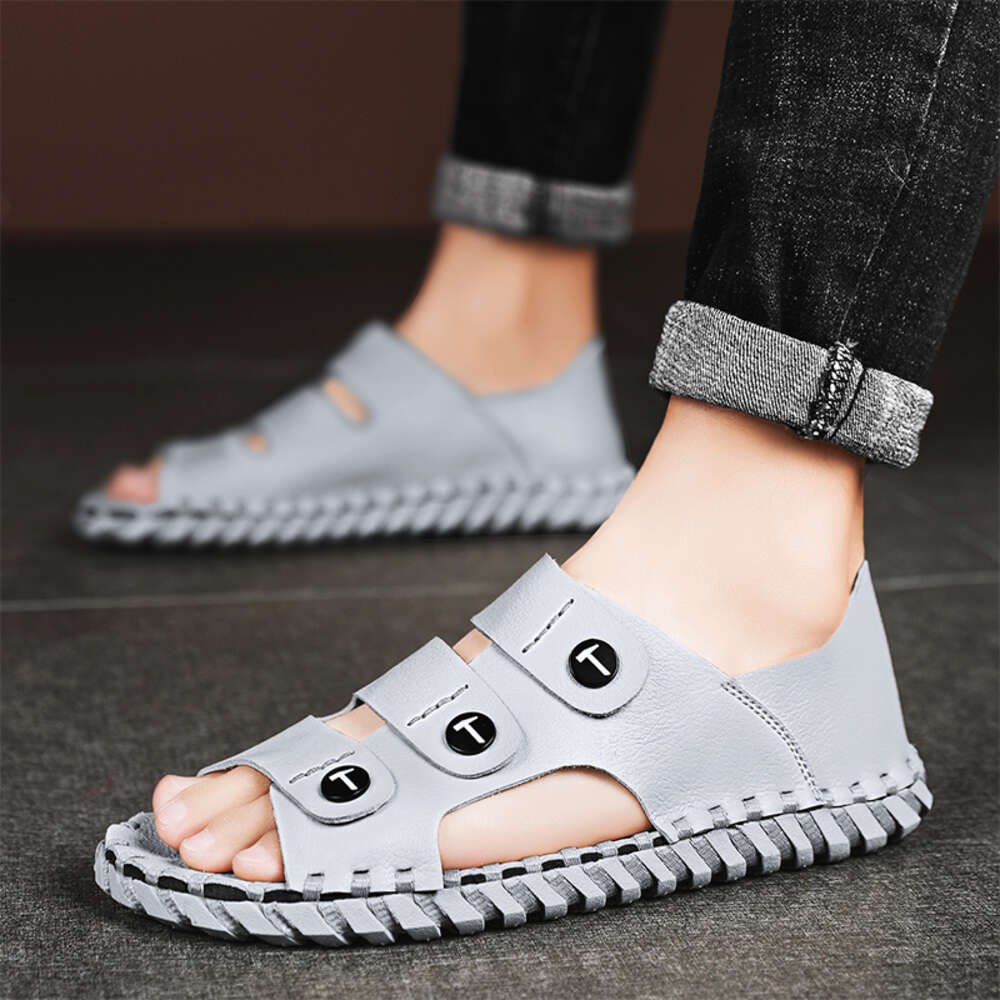 CYYTL Mens Sandals Summer Beach Shoes Leather Outdoor Fisherman Slippers Hiking Fashion Breathable Designer Open Toe Flat