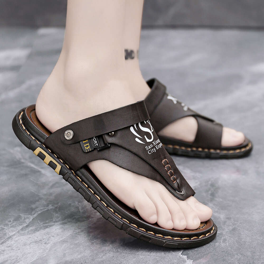 CYYTL Mens Slippers Summer Casual Shoes Beach Sandals Outdoor Slides Walking Comfort Leather Designer Fashion Flip-Flops