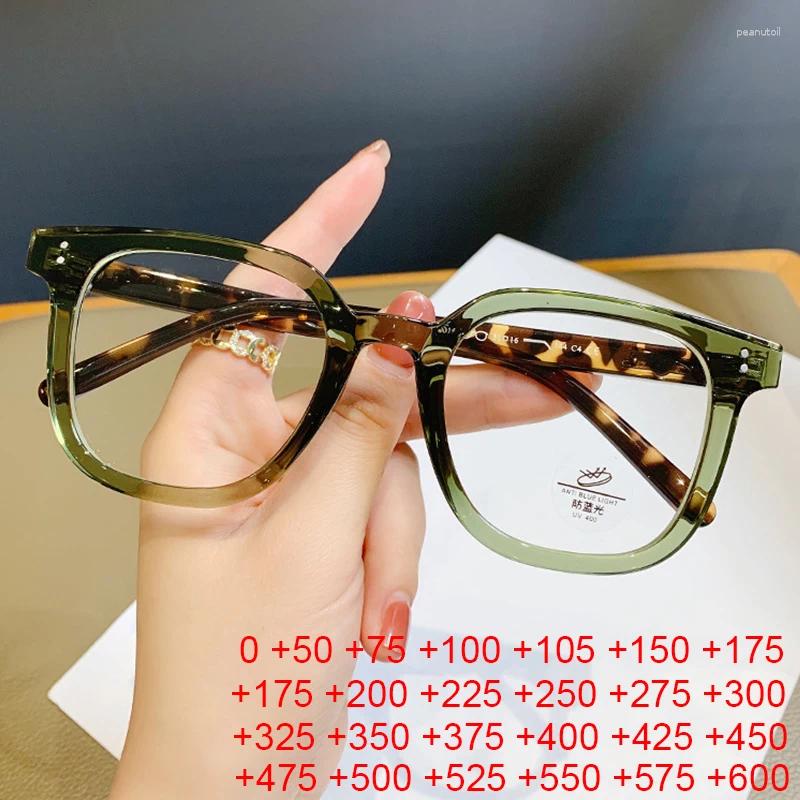 Sunglasses Retro Square Anti Blue Light Reading Glasses Women Men Brand Designer Green Leopard Female Eyeglasses TR90 Presbyopic Eyewear