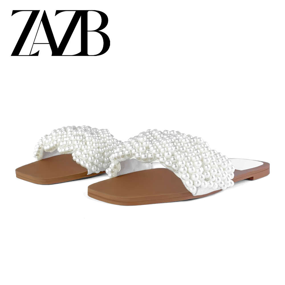 Designer Fashion Trend Niche ZAZB Brand Custom Leather Pearl Slippers Wedding Dress Dress