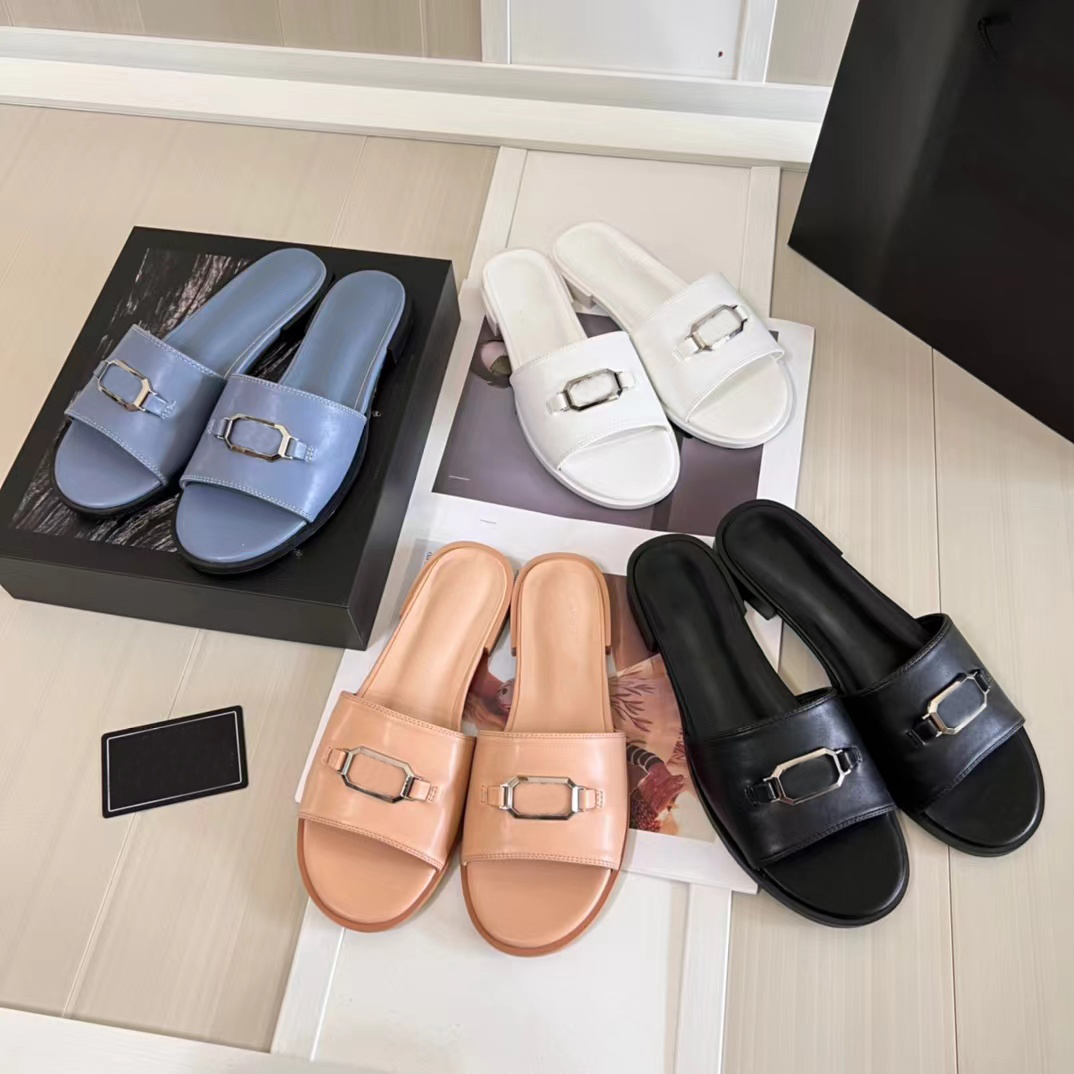 Designer Slippers Luxury Sandals Men Women Slides Fashion Denim Leather Flat Black White Pink Navy Platform Casual Shoes Summer Outdoor Beach Flip Flops Sucffs