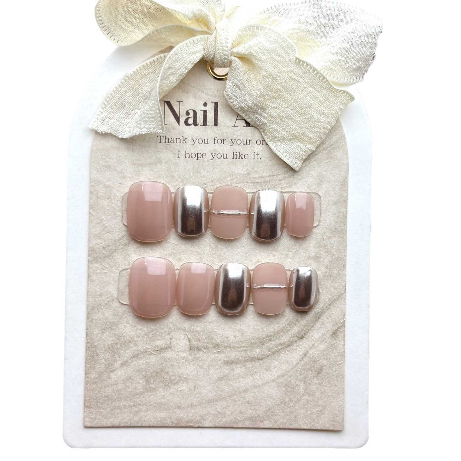 Colorful False Nails Magic Mirror Pink Color Contrasting Wearable Nail Patch Internet Red Simple and Whitening Pure Handmade Wearable Nail Shop Finish