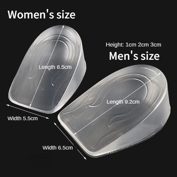 2PCS Invisible Height Increase Insoles Silicone Gel Heel Lifting Inserts Transparent Foot Care Protector Elastic Shoe Insert 3CM 240615