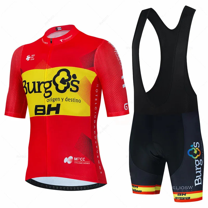 BH Burgs Team Cycling Jersey 19D Bike Shorts Set Ropa Ciclismo Mens MTB Summer Quick Dry Bicycle Maillot Pants Clothing 240620