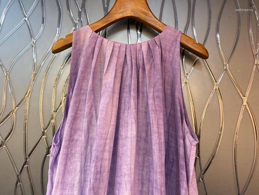 Casual Dresses 2024 Women Fashion Sleeveless Round Neck Straight Loose Long Dress 0829