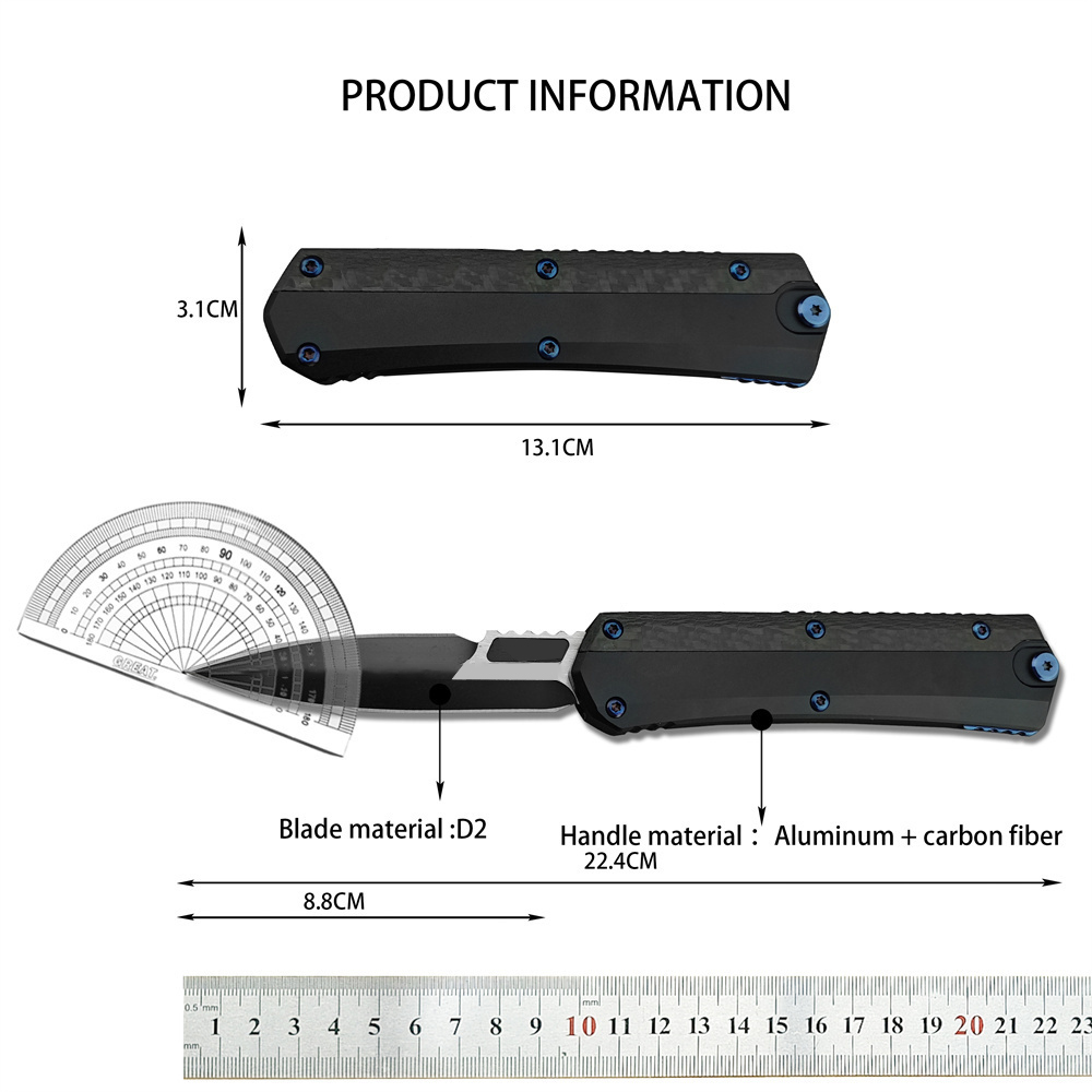 2025 new Glykon Micro-Assist Open Foldable D2 Steel Pocket Knife with Aluminum & Carbon Fiber Handle - Ideal for Outdoor Activities