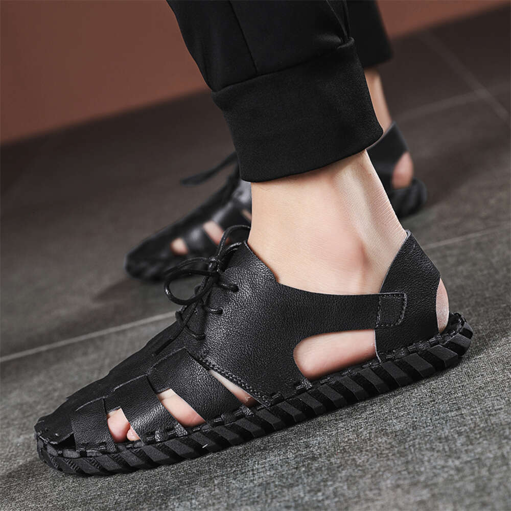 CYYTL Sandals Leather Summer Men Shoes Beach Outdoor Slippers Hiking Fashion Fisherman Breathable Designer Close Toe Flat