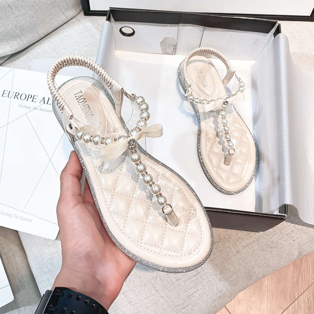 2025 Design Summer New Flat Shoes Transparent Flip Cover For Women