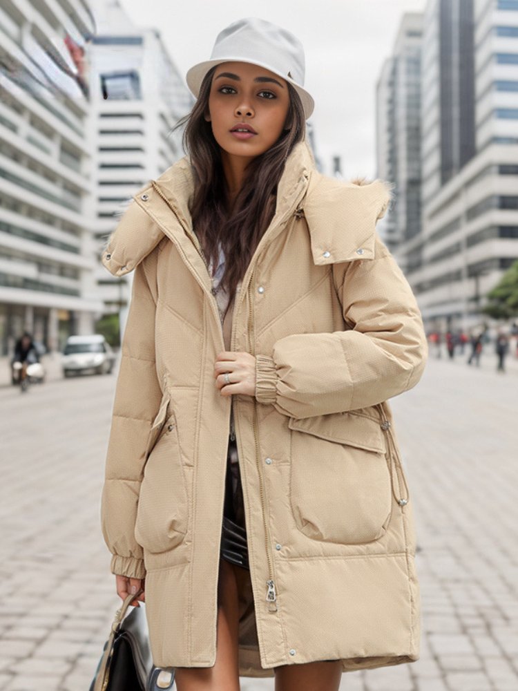 Thickened medium to long cotton jacket for women 2023 new loose oversized hooded cotton jacket, stylish and stylish cotton jacket H87#68