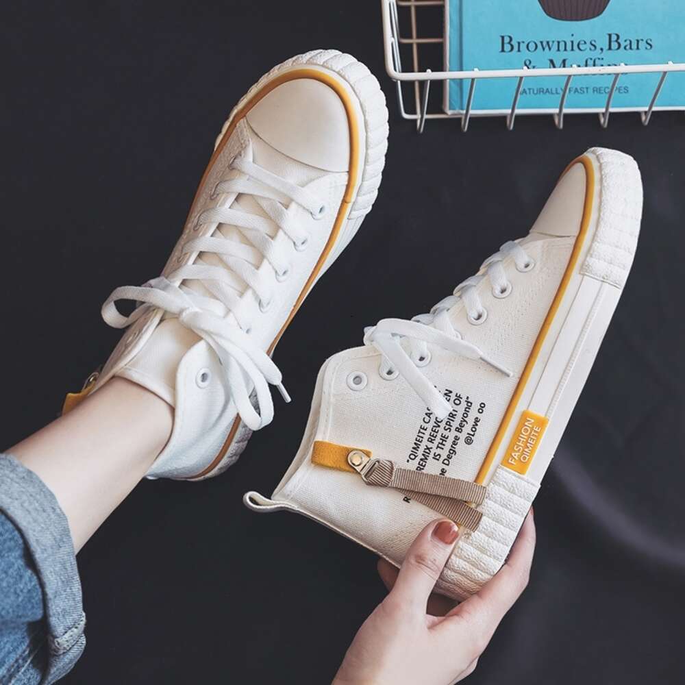 2024 New High Top Women's Canvas Shoes Comfortable Fashionable Casual Platform with Lacing Breathable and Hot Selling