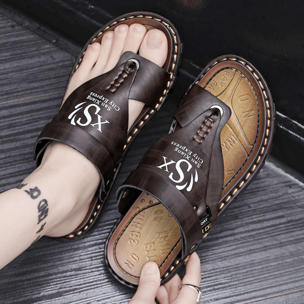 CYYTL Mens Slippers Summer Casual Shoes Beach Sandals Outdoor Slides Walking Comfort Leather Designer Fashion Flip-Flops