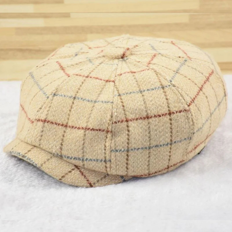 Winter Felt sboy Hats Dad Painter Caps Cabbie Flat Ivy Cap Lady Wool Octagonal Hat Adult Big Size Beret 5759cm 6061cm 240603