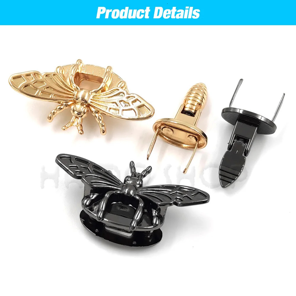 1P Metal Bee Shape Turn Lock Retro Fashion Bag Clasp Hardware for LeatherCraft Bag Handbag Purse DIY Accessories 240615