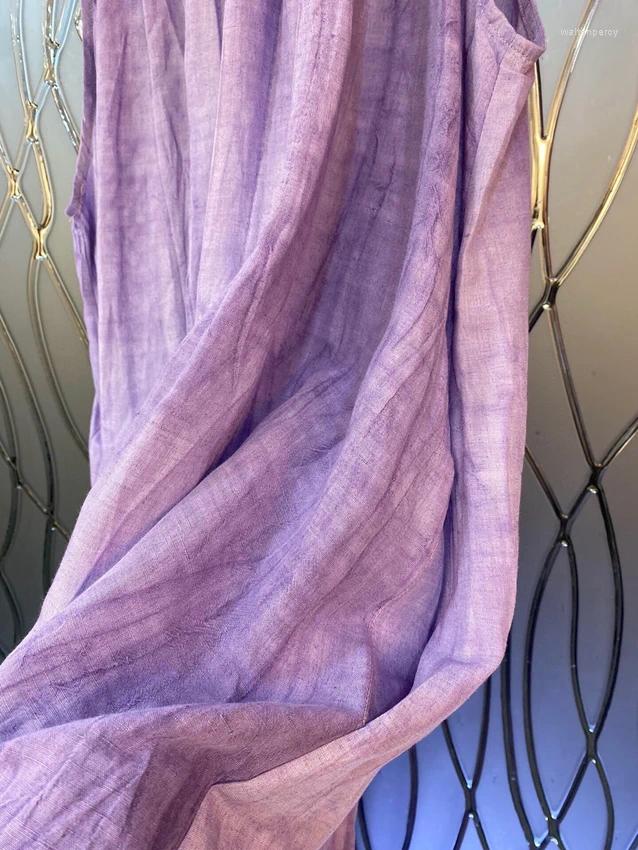 Casual Dresses 2024 Women Fashion Sleeveless Round Neck Straight Loose Long Dress 0829