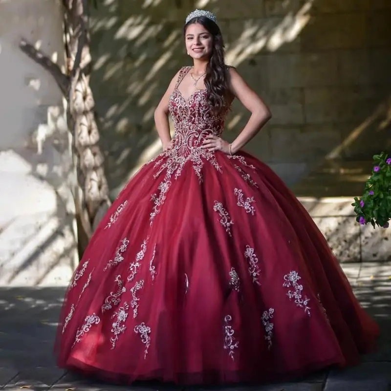 Red Quinceanera Dresses 2025 Off Shoulder Appliques Lace Corset Princess Sweet 16 Vestido De 15 Anos