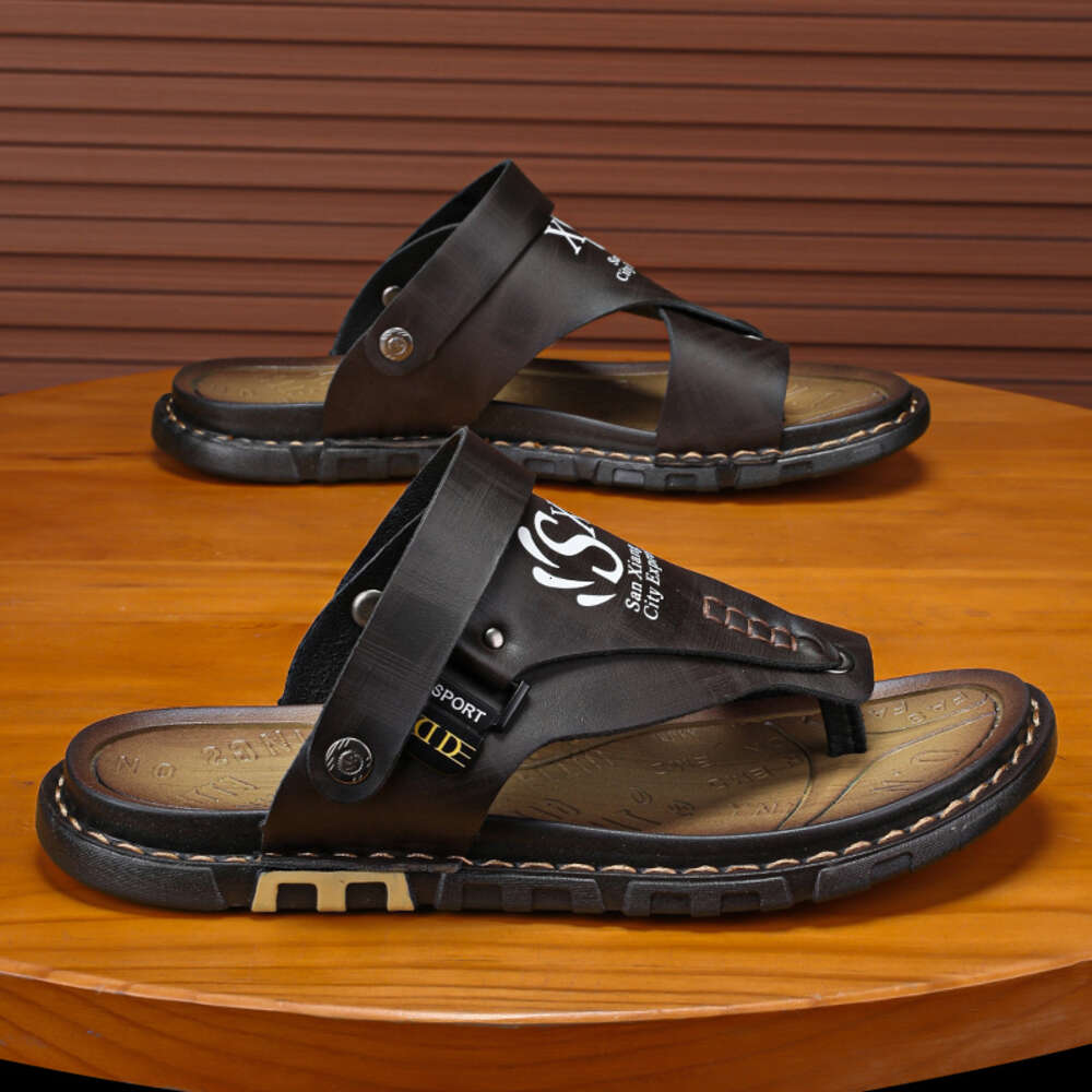 CYYTL Mens Slippers Summer Casual Shoes Beach Sandals Outdoor Slides Walking Comfort Leather Designer Fashion Flip-Flops
