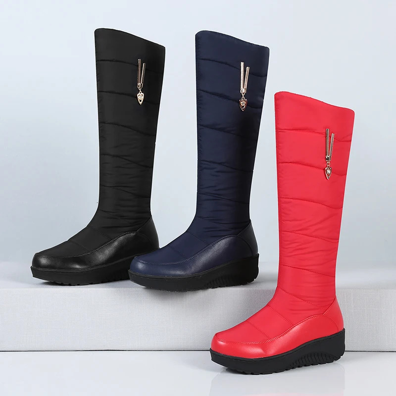 Winter Warm Down Snow Boots Women Shoes Russian Korea Style Waterproof Platform Wedges Mid Calf Boots Female Plush 240615