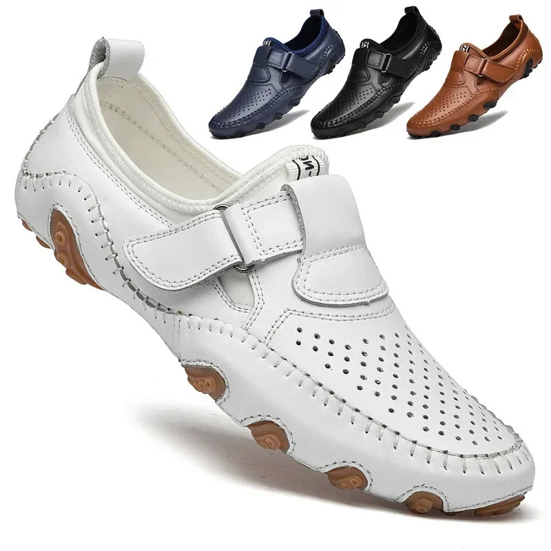 Vanmie Genuine Leather Men Casual Shoes Handmade Italian Soft Hollow Out Leather Shoes for men Breathable Summer Driving Shoes 240615