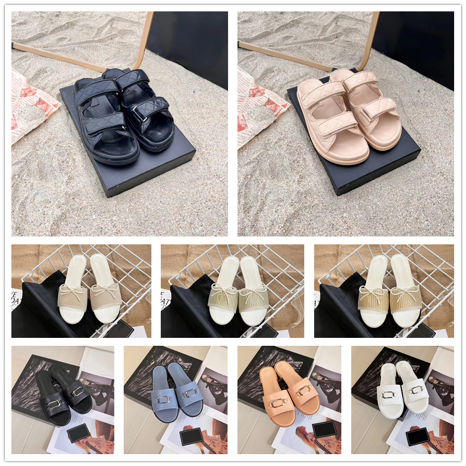 Designer Slippers Luxury Sandals Men Women Slides Fashion Denim Leather Canvas Flat Black White Pink Navy Platform Casual Shoes Summer Beach Flip Flops Sucffs 35-42