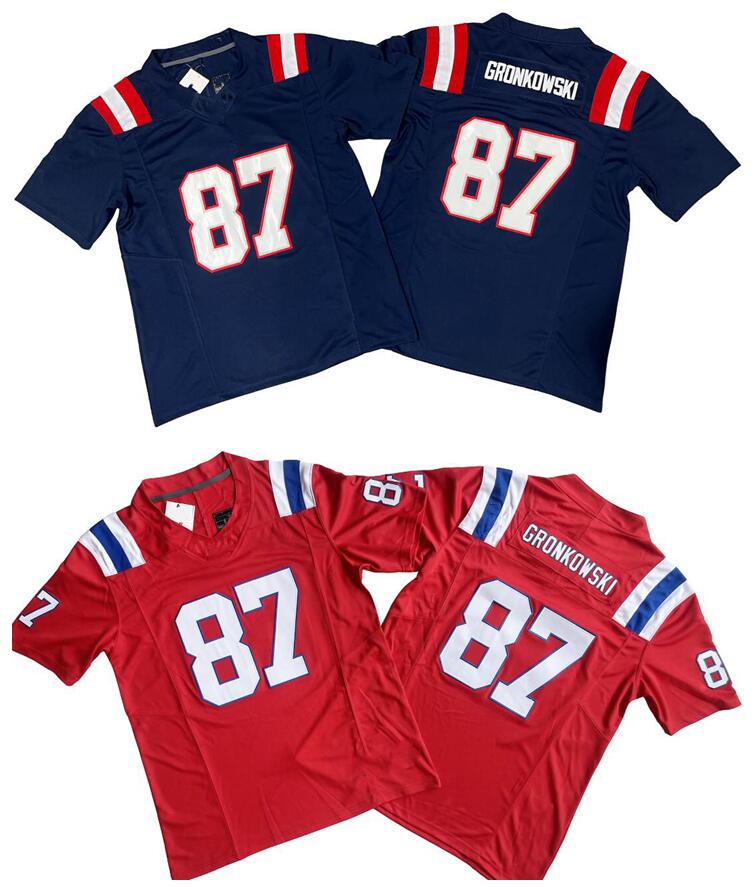 Rob Gronkowski Stitched football Jerseys Matthew Judon Mac Jones Tom Brady Rhamondre Stevenson Men women Youth S-3XL red white blue game jersey