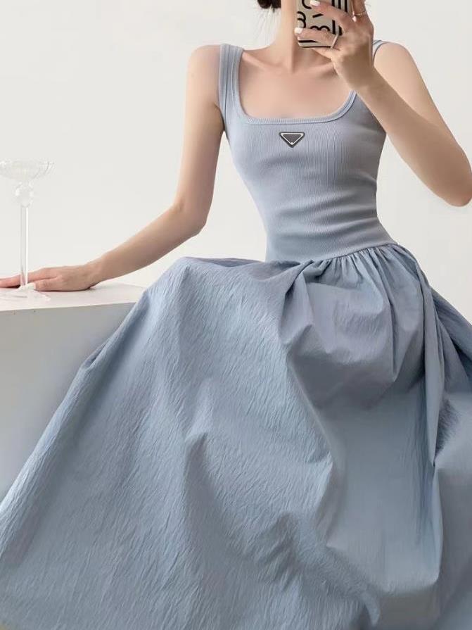 Basic & Casual Dresses Designer Fashion Womens Dresses U-neck Skirt Summer Fashion Classic Letter Long Skirt Woman Clothes