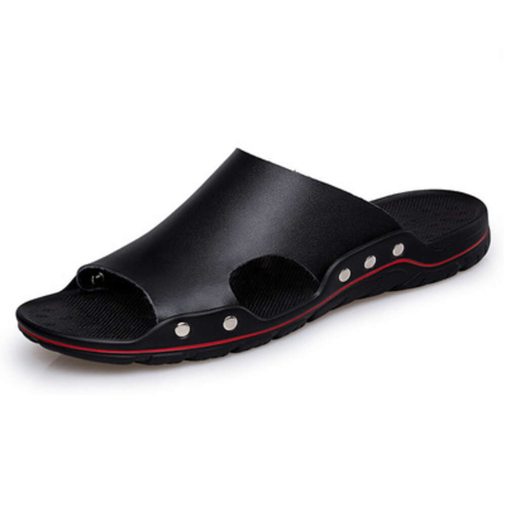 Big Size Genuine Leather Designer Slip on Fashion Fur Sandals for Men Slides Shoe Slippers