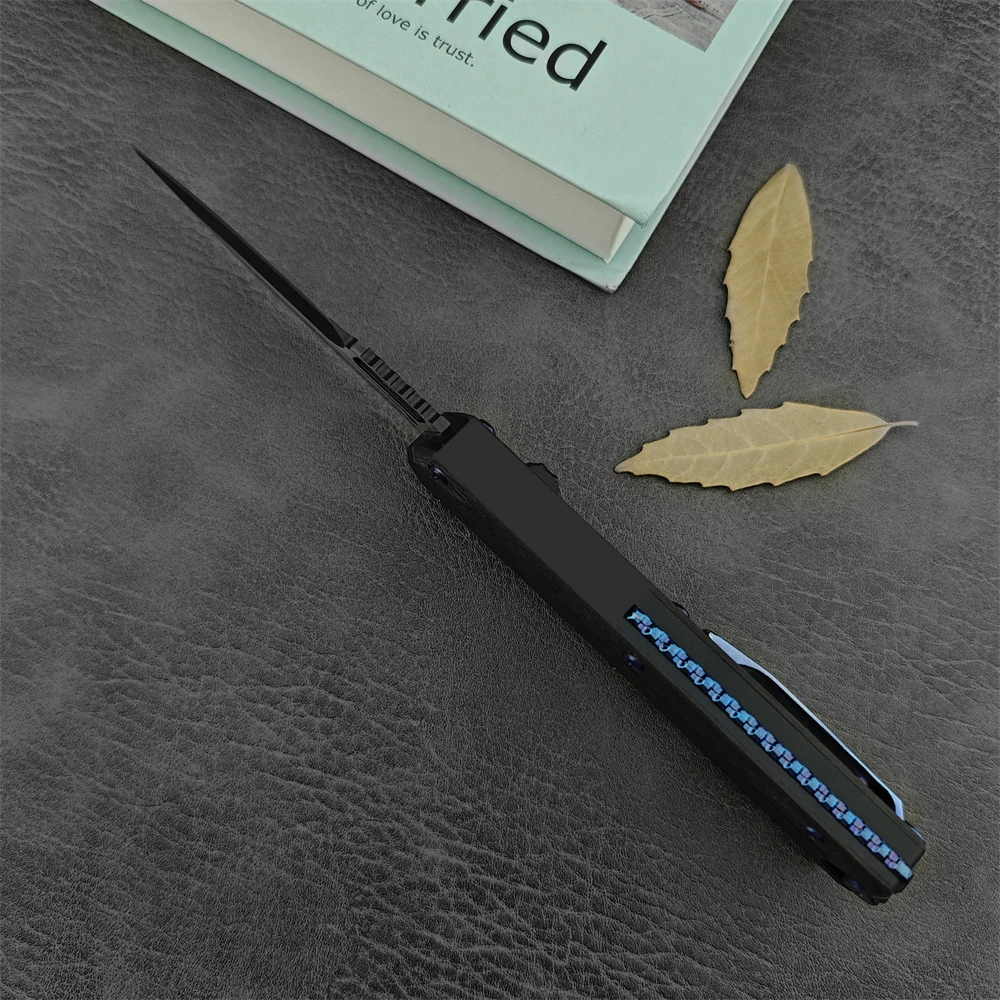 2025 new Glykon Micro-Assist Open Foldable D2 Steel Pocket Knife with Aluminum & Carbon Fiber Handle - Ideal for Outdoor Activities