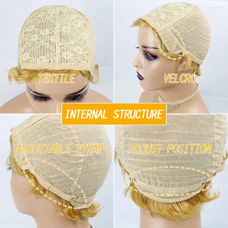 Short Human Hair For Black Women Hine Made Brazilian Finger Wave E Cut Natural Color Glueless 150%