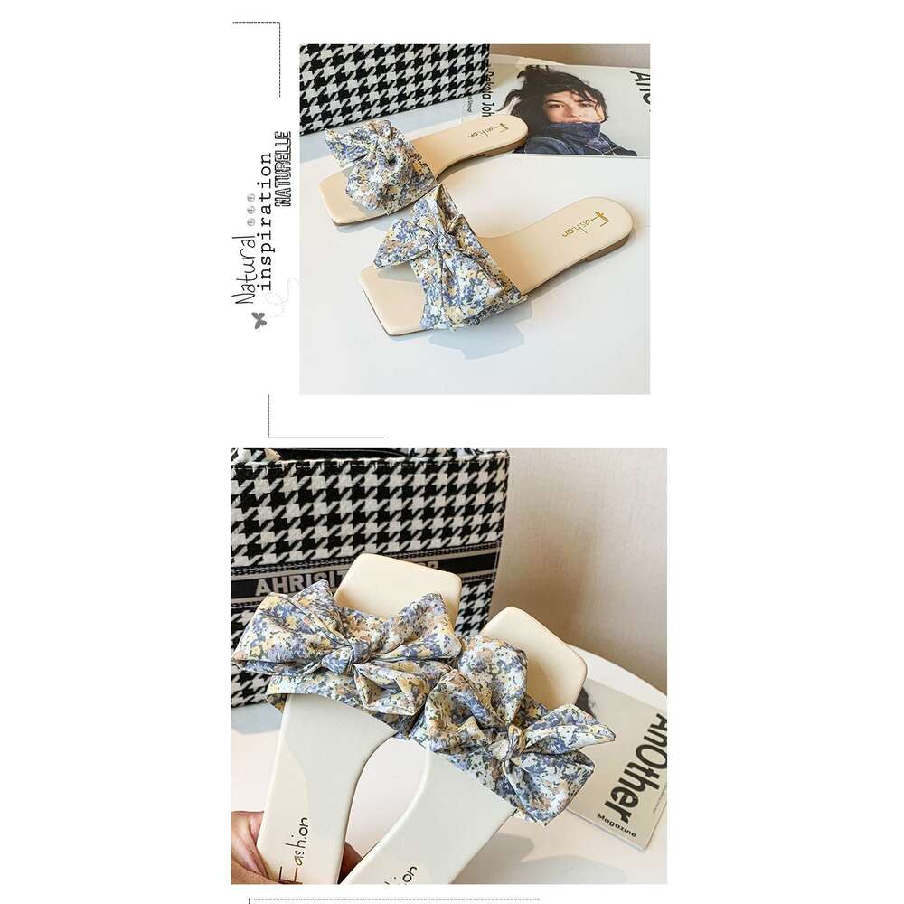 2023 New Slides Women Outdoor Summer Beach Shoes Fashion Brand Slip-on Woman Slippers Female Bowknot Sandals