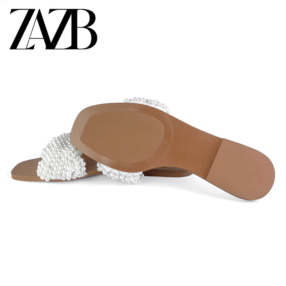 Designer Fashion Trend Niche ZAZB Brand Custom Leather Pearl Slippers Wedding Dress Dress