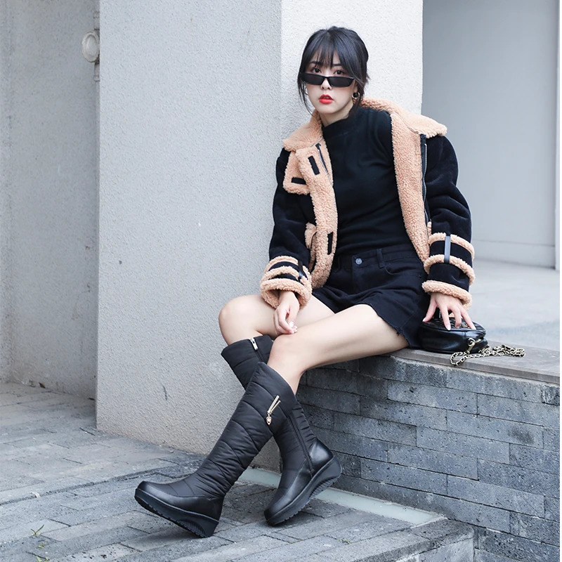 Winter Warm Down Snow Boots Women Shoes Russian Korea Style Waterproof Platform Wedges Mid Calf Boots Female Plush 240615