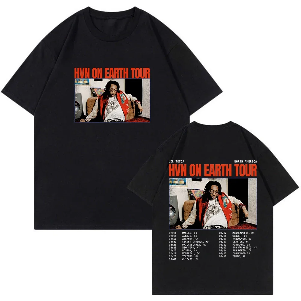 Lil Tecca Hvn on Earth Tour 2024 Oversized T Shirt Women Men Summer Crewneck Short Sleeve Funny Tshirt Graphic Tees Streetwear