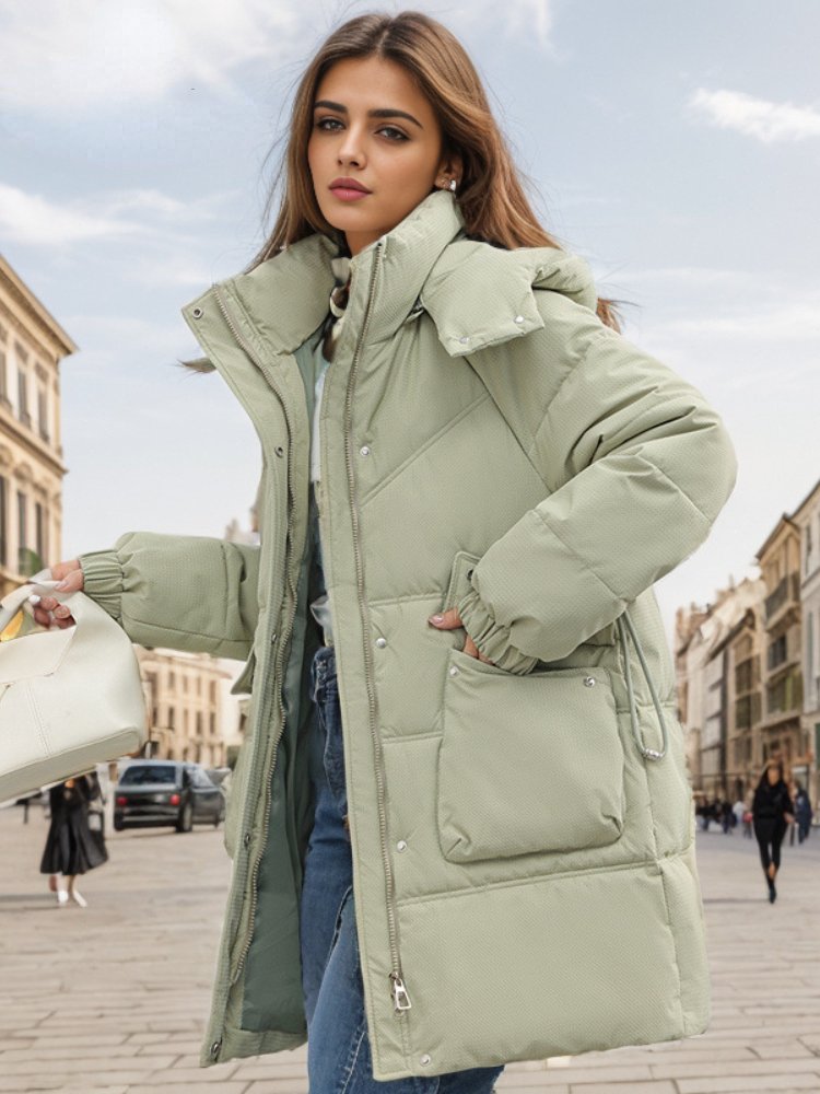 Thickened medium to long cotton jacket for women 2023 new loose oversized hooded cotton jacket, stylish and stylish cotton jacket H87#68