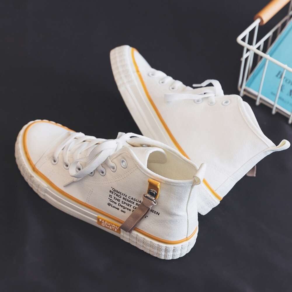 2024 New High Top Women's Canvas Shoes Comfortable Fashionable Casual Platform with Lacing Breathable and Hot Selling