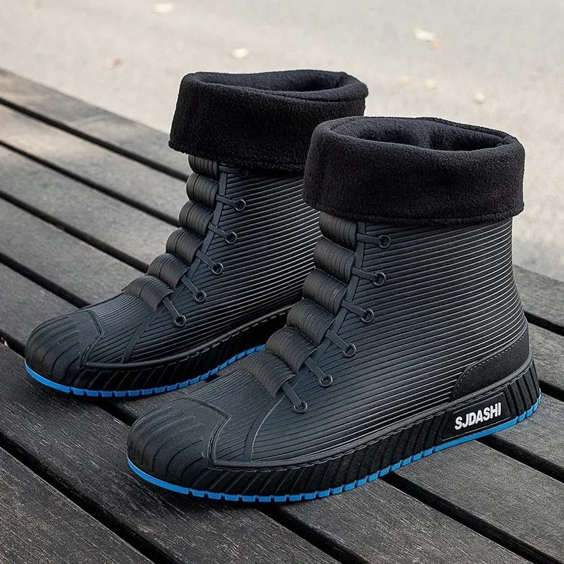 Unisex Rubber Rain Boot Ankle Waterproof Non-Slip Chelsea Booties Couples Boots Men Work Boots Male Chaussure Femme Mujer 240615