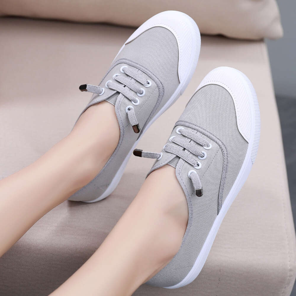 Women's Canvas 2024 Spring New White Student Flat Bottom Casual Board Shoes