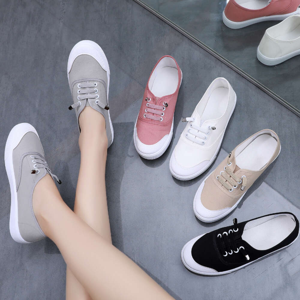 Women's Canvas 2024 Spring New White Student Flat Bottom Casual Board Shoes