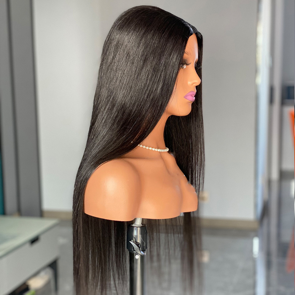 150% Density 4X4 Straight Lace Closure Wigs Human Hair Black Lace Front Wigs Straight Hair Natural Color Pre Plucked With Baby Hair Women Long Hair Wi