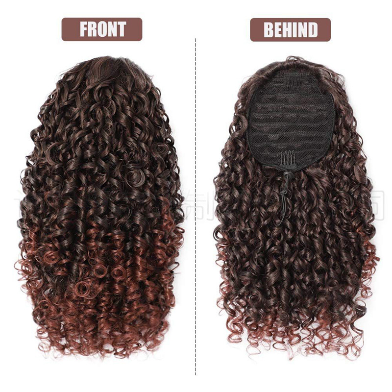 Synthetic Hair Ponytails Curly High Temperature Fiber 1B/30 1B/27 Blonde Color 14inch Ponytail 1B/Grey