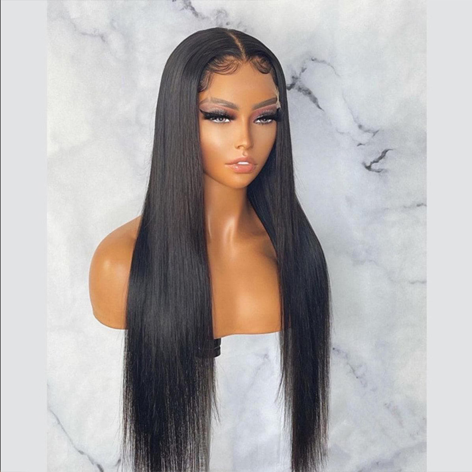 150% Density 4X4 Straight Lace Closure Wigs Human Hair Black Lace Front Wigs Straight Hair Natural Color Pre Plucked With Baby Hair Women Long Hair Wi