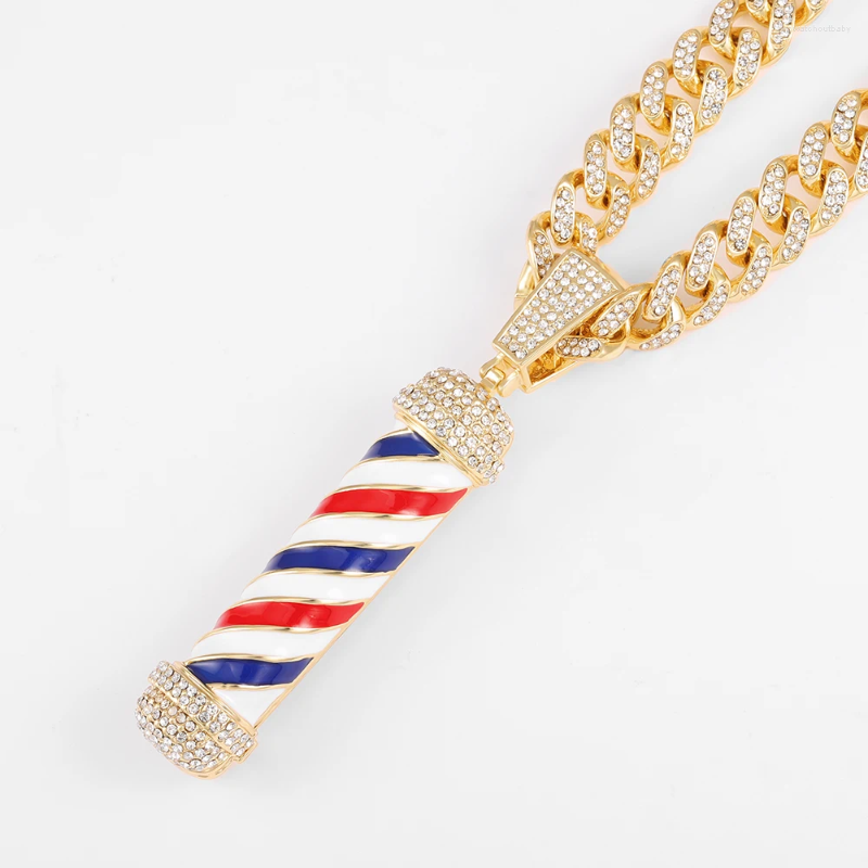 Pendant Necklaces Barber Shop Hair Dresser Tools Necklace 3D Pole Razor Hairclippers Charms Men Women Souvenir HIP Hop